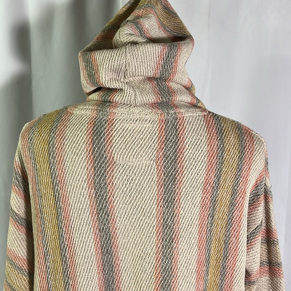 🛍 6 for $35 • Rip Curl Sand Multicolor Striped My Tide Lace Up Poncho Hoodie - Picture 11 of 16